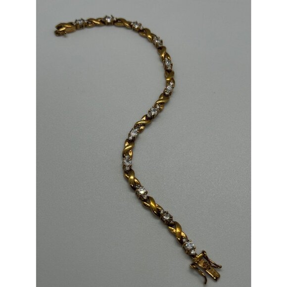 925 STERLING SILVER GOLD PLATED CZ BRACELET